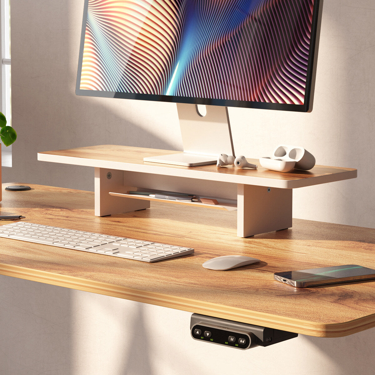 Fezibo Monitor Stand with Pen Tray​, Standing Desk Accessories, Laptop Stand,  Computer Monitor Riser