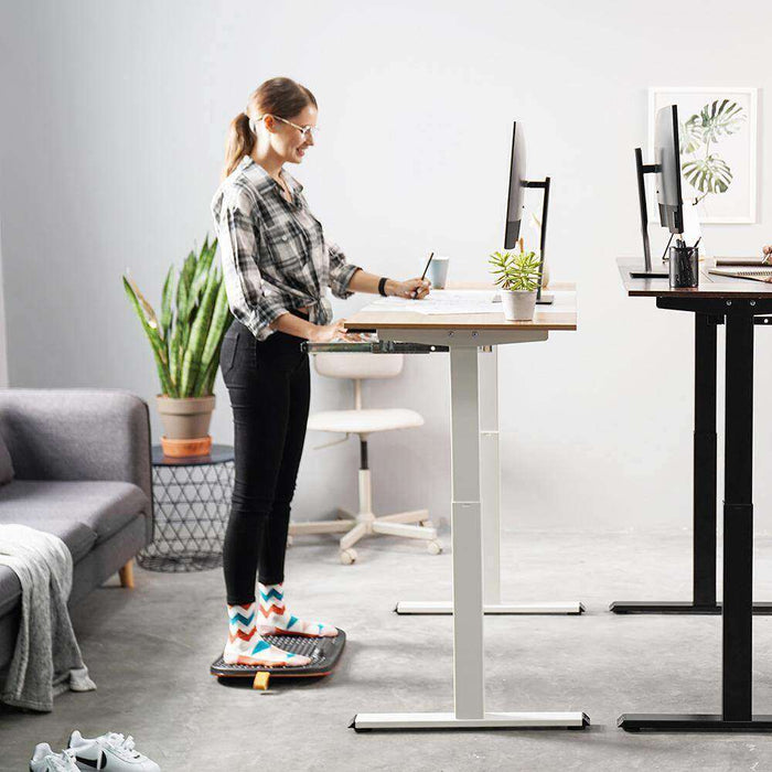 Standing Desk Mat with Bar, Wooden Wobble Balance Board with Ergonomic ...