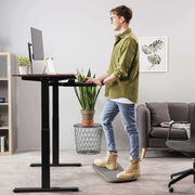 FEZIBO Standing Desk Mat with Anti Fatigue Bar, Wooden Wobble Balance Board  with Ergonomic Design Comfort Floor Mat Large Altostratus Gray